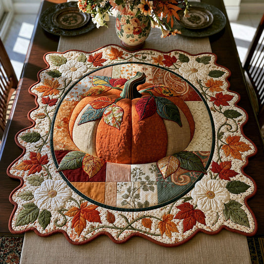 Cozy Autumn Gathering Custom Shape Quilted Table Topper SN0PT376