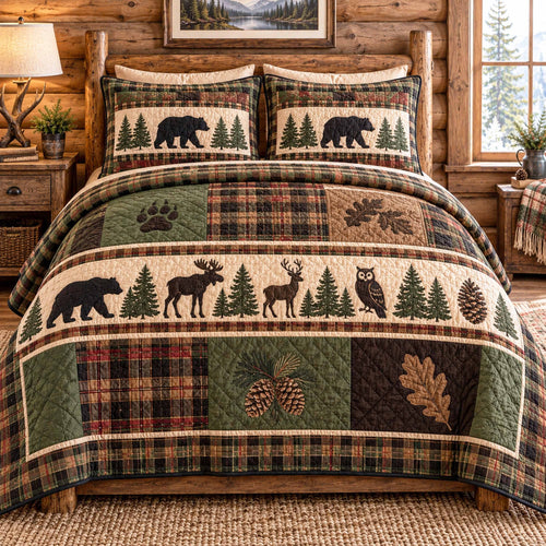 Cozy Bear 3-Piece Quilted Bedding Set SN0TD1176