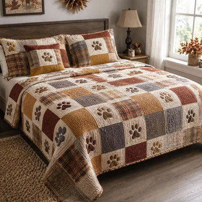 Cozy Cabin Paws 3-Piece Quilted Bedding Set SN0PT242