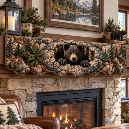 Cozy Cave Bear Quilted Mantel Scarf SN0PT1411