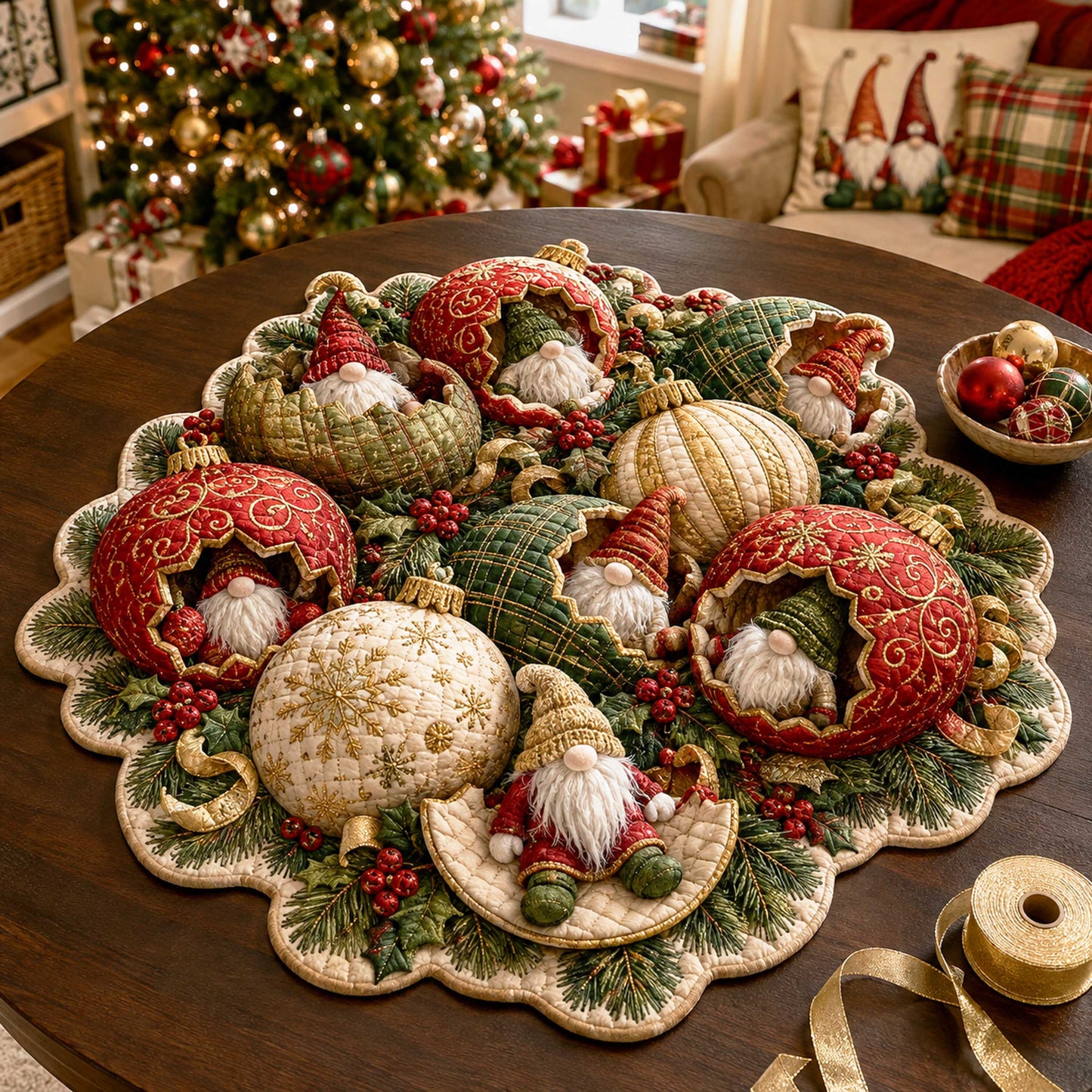 Cozy Christmas Custom Shape Quilted Table Topper SN0TD229