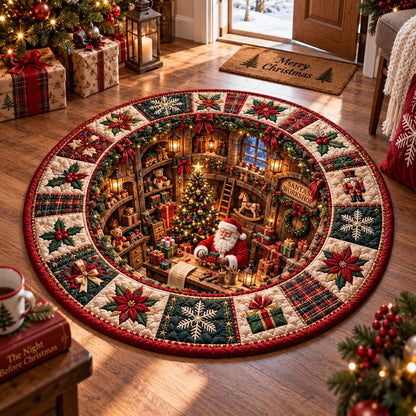 Cozy Christmas Library Quilted Round Mat SN0DV830