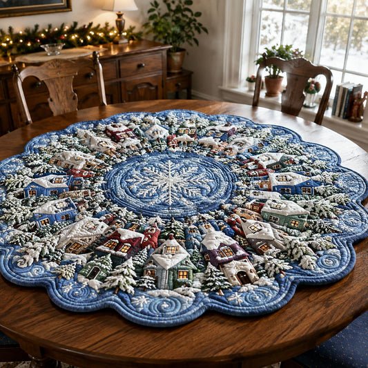 Cozy Christmas Village Custom Shape Quilted Table Topper SN0PT970