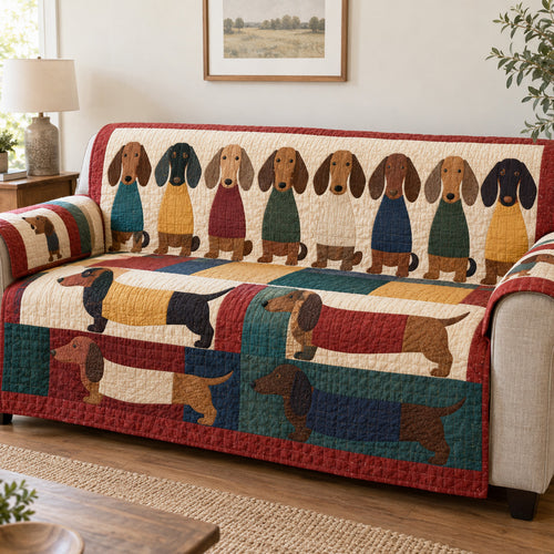 Cozy Dachshund Days Quilted Sofa Cover SN0TV875