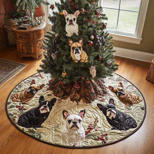 Cozy Frenchie Eve Quilted Christmas Tree Skirt NCU0DV7966
