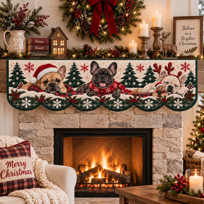 Cozy Frenchie Pups Quilted Mantel Scarf SN0HH0543