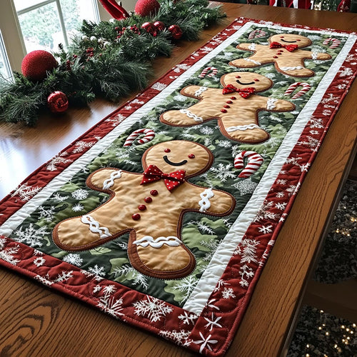 Cozy Gingerbread Quilted Table Runner NCU0DDK1347