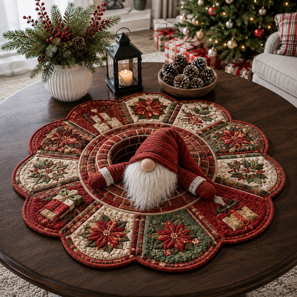Cozy Gnome Hearth Custom Shape Quilted Table Topper SN0HH0059