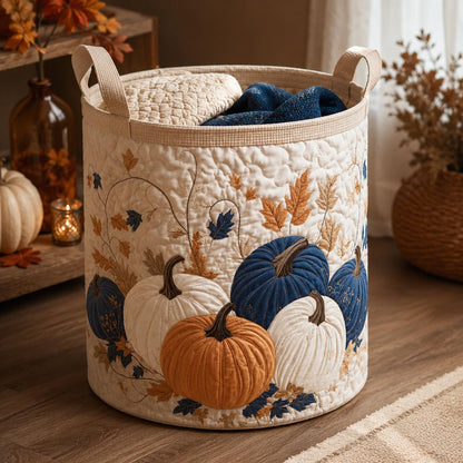 Cozy Harvest Pumpkins Quilted Laundry Basket SN0DV124