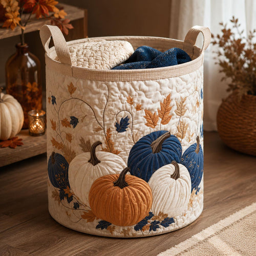 Cozy Harvest Pumpkins Quilted Laundry Basket SN0DV124