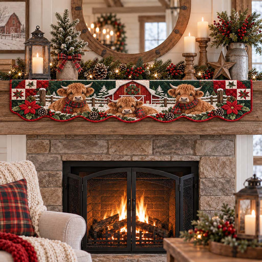 Cozy Highland Trio Quilted Mantel Scarf SN0HH0457
