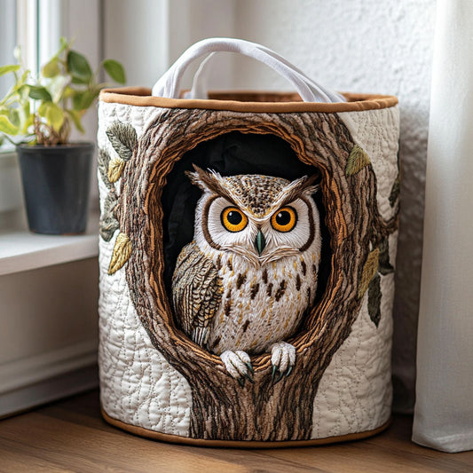 Cozy Owl Quilted Laundry Basket NCU0DDK894