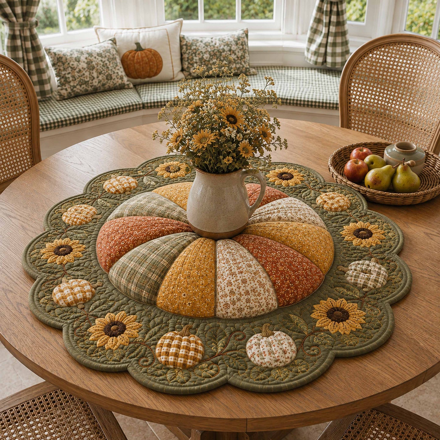 Cozy Pumpkin Custom Shape Quilted Table Topper SN0TD069