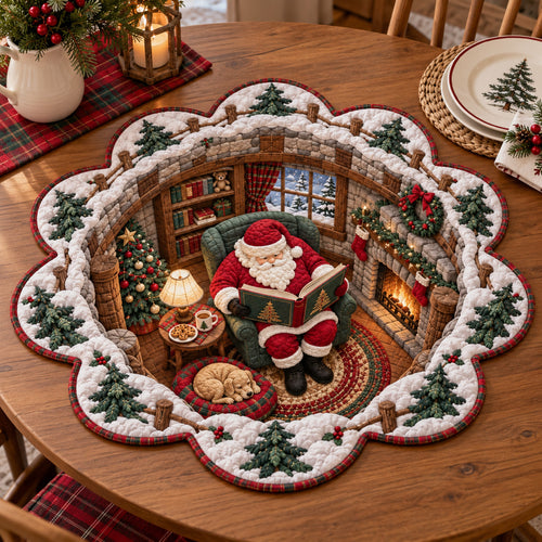 Cozy Santa Cabin Custom Shape Quilted Table Topper SN0TV476