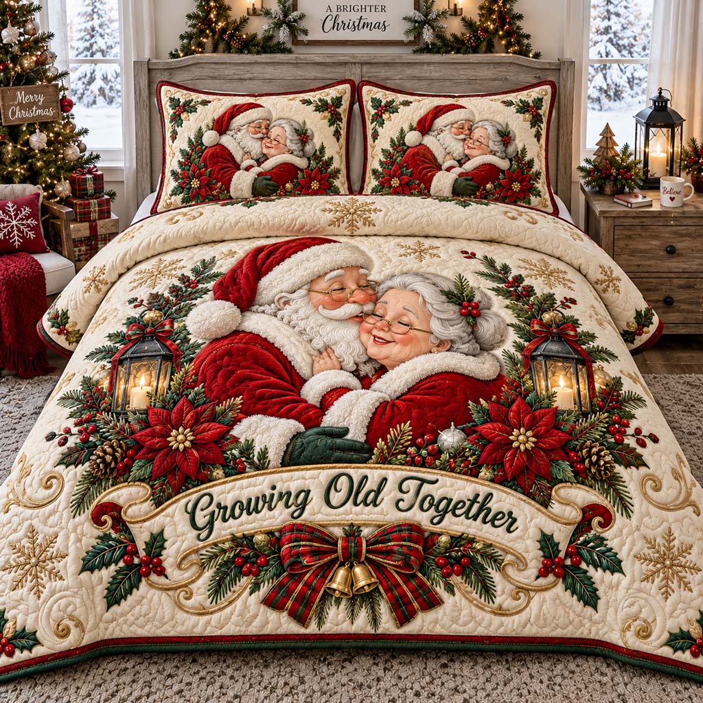 Cozy Santa Couple 3-Piece Quilted Bedding Set SN0HH0899