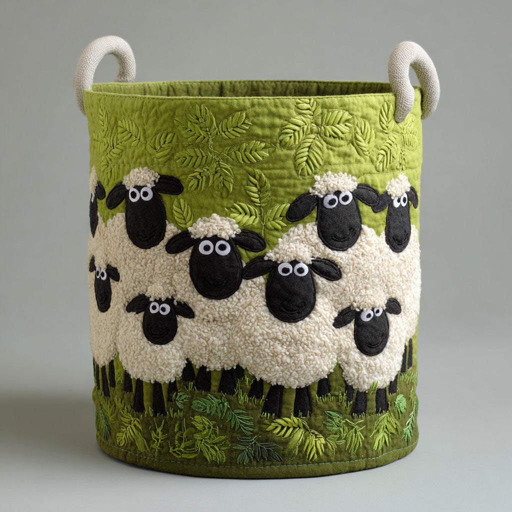Cozy Sheep Quilted Laundry Basket NCU0DDK1806