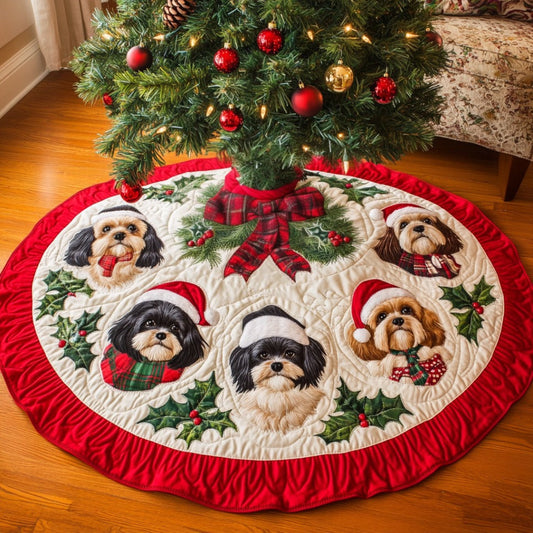 Cozy Shih Tzu Christmas Quilted Tree Skirt NCU0DV8237
