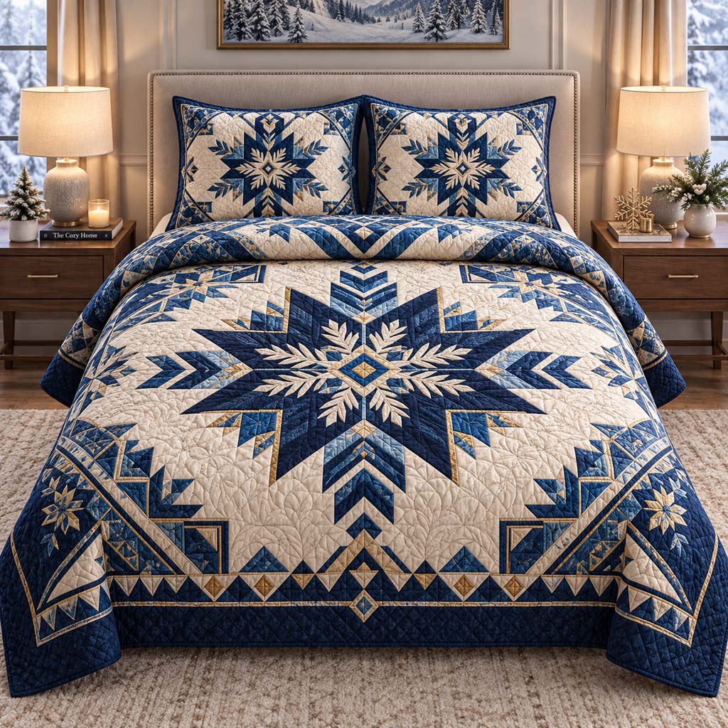 Cozy Snowflake 3-Piece Quilted Bedding Set SN0HH0610