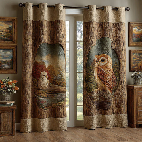 Cozy Tree Owls Quilted Curtains NCU0DH960