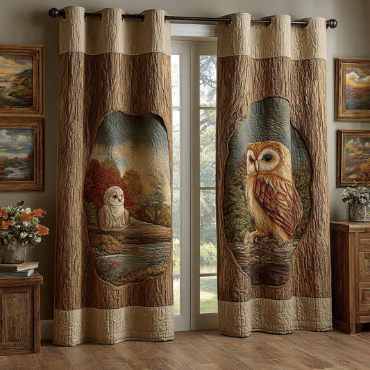 Cozy Tree Owls Quilted Curtains NCU0DH960