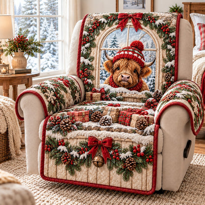 Cozy Winter Window Quilted Sofa Cover SN0TD1342