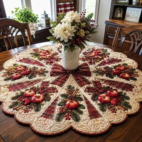 Cranberry Pumpkin Harvest Custom Shape Quilted Table Topper SN0PT617