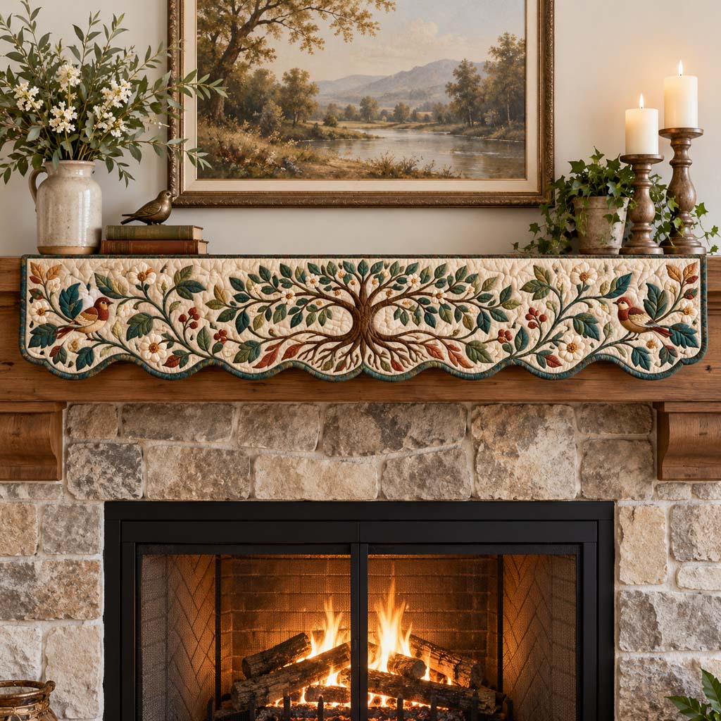 Cream Robin Tree Mantel Scarf SN0HH1046