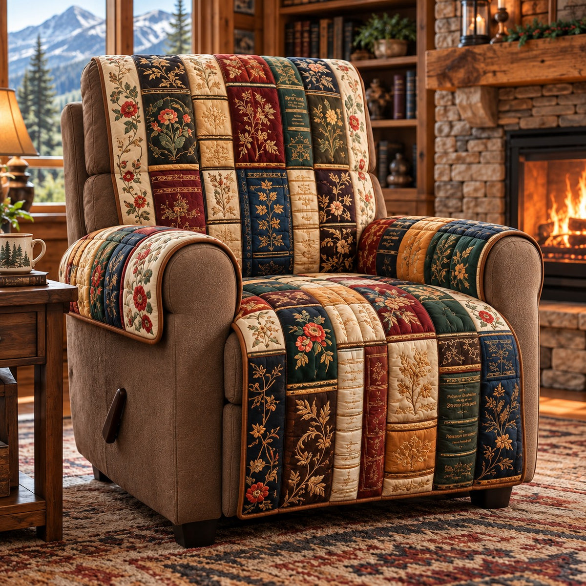 Cream Spine Patchwork Quilted Sofa Cover SN0PT1445