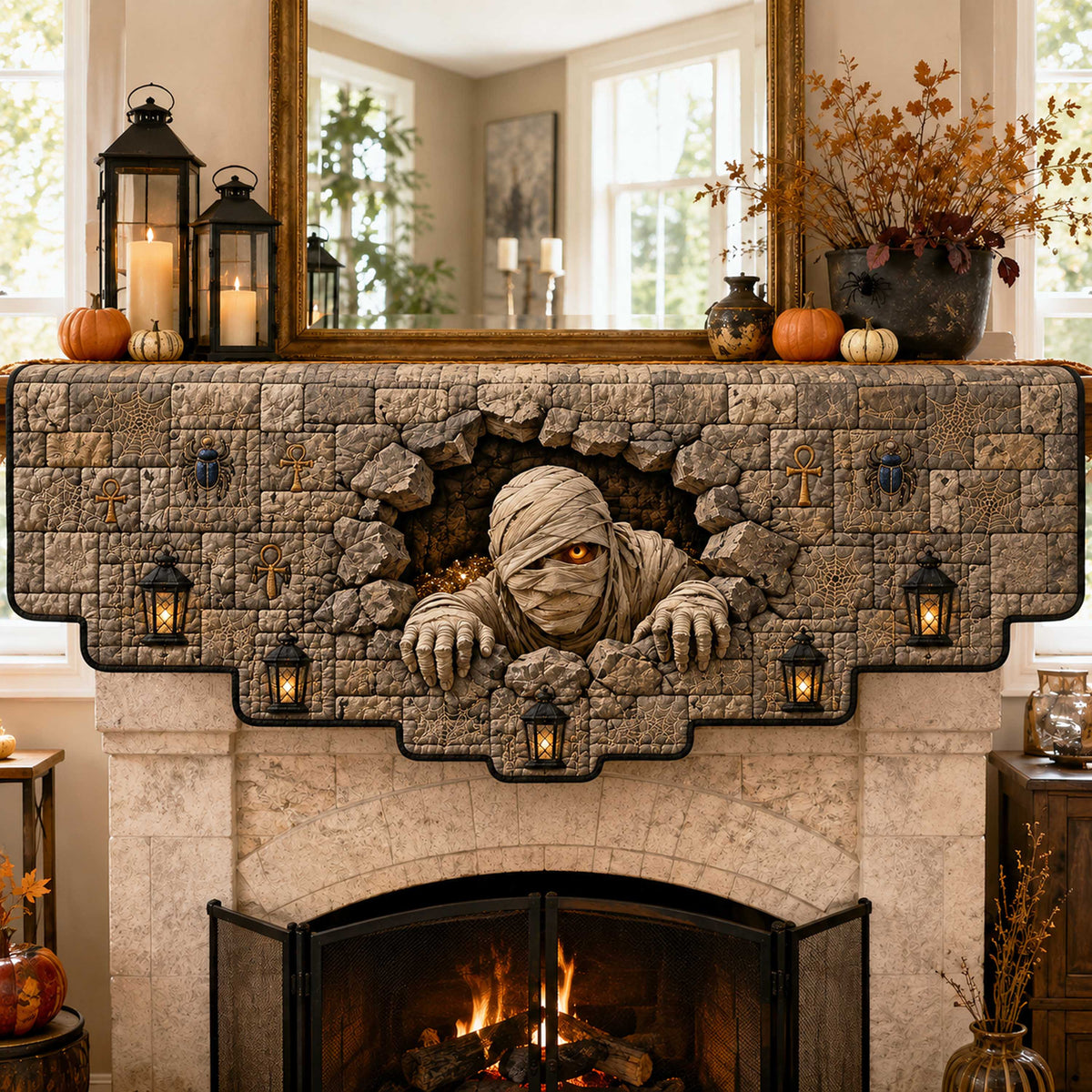 Creeping Shadows Quilted Mantel Scarf SN0TD311