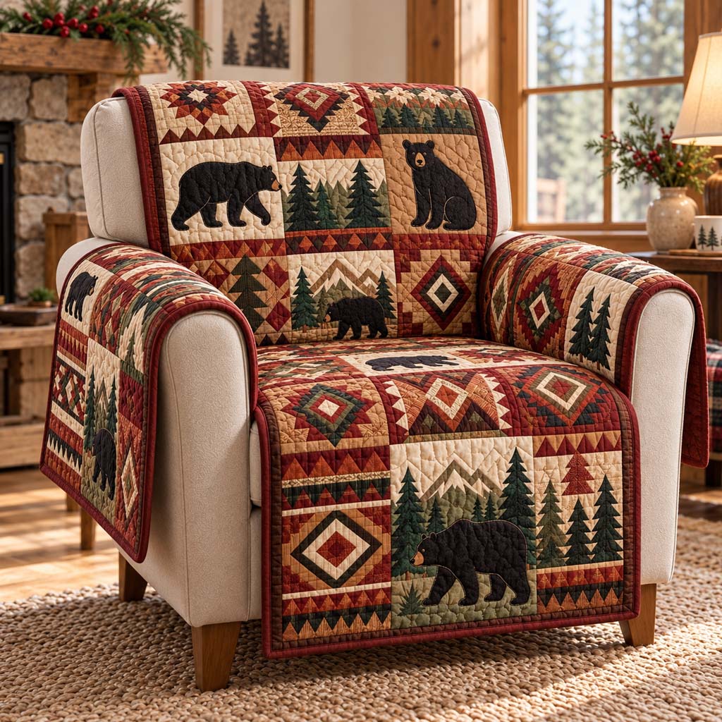 Crimson Bear Lodge Quilted Sofa Cover SN0HH1009