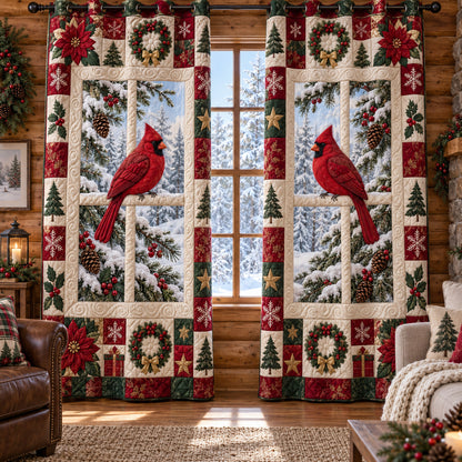Crimson Cardinals Quilted Curtains SN0TV736