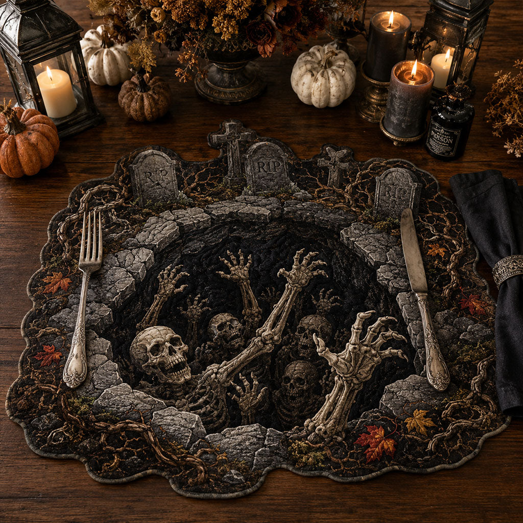 Crimson Cemetery Custom Shape Quilted Placemat SN0PT327