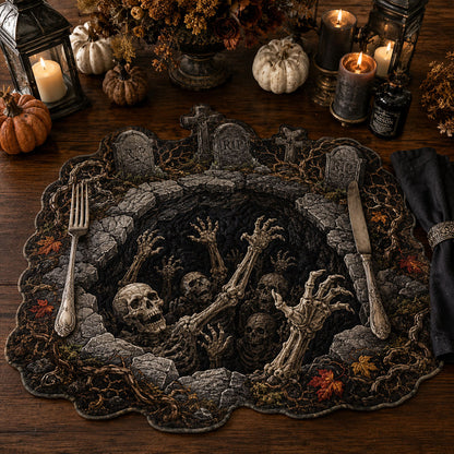 Crimson Cemetery Custom Shape Quilted Placemat SN0PT327