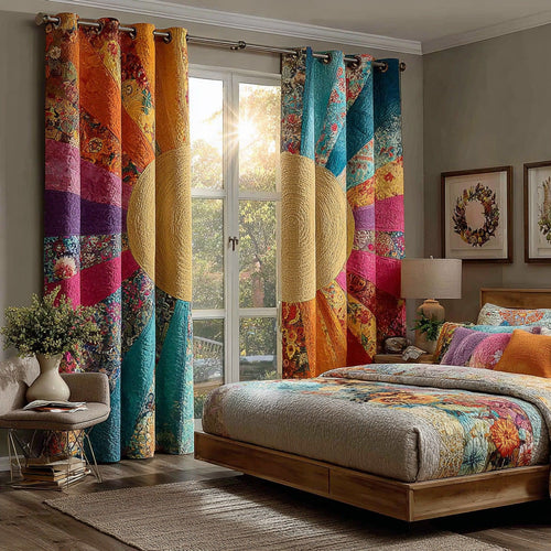 Crimson Dawn Quilted Curtains NCU0DH729