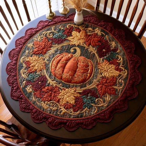 Crimson Foliage Custom Shape Quilted Table Topper NCU0LV187