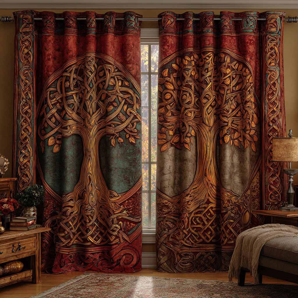 Crimson Grove Quilted Curtains NCU0DX074