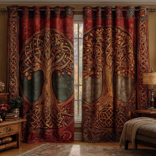 Crimson Grove Quilted Curtains NCU0DX074