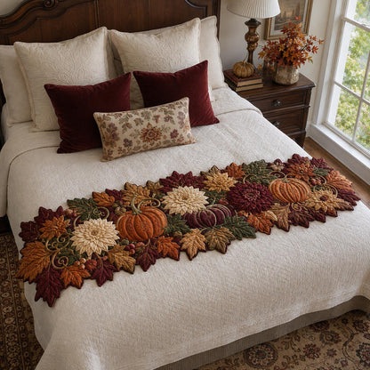 Crimson Pumpkin Garland Custom Shape Quilted Bed Runner SN0DV217