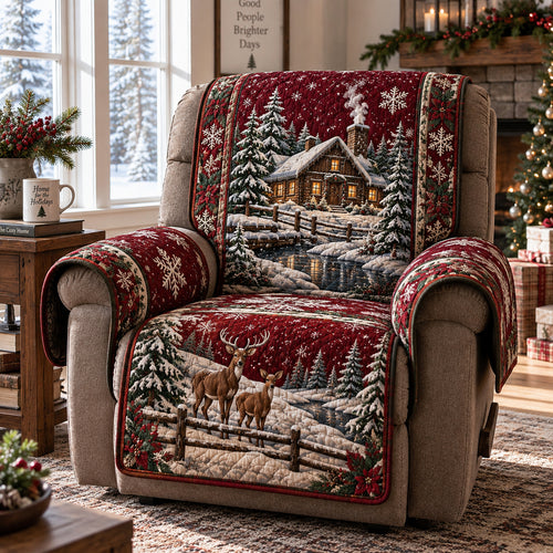 Crimson Reindeer Cabin Quilted Sofa Cover SN0DV949