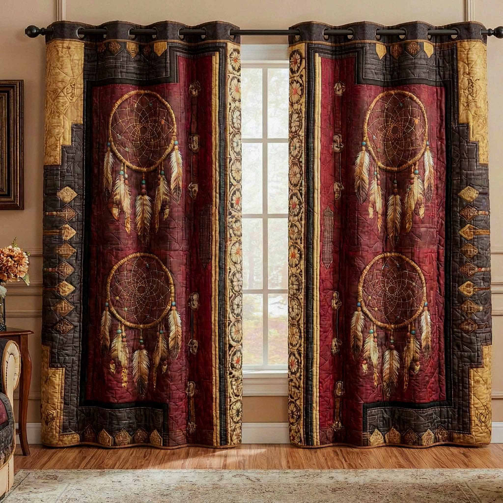 Crimson Spirit Quilted Curtains NCU0DX061