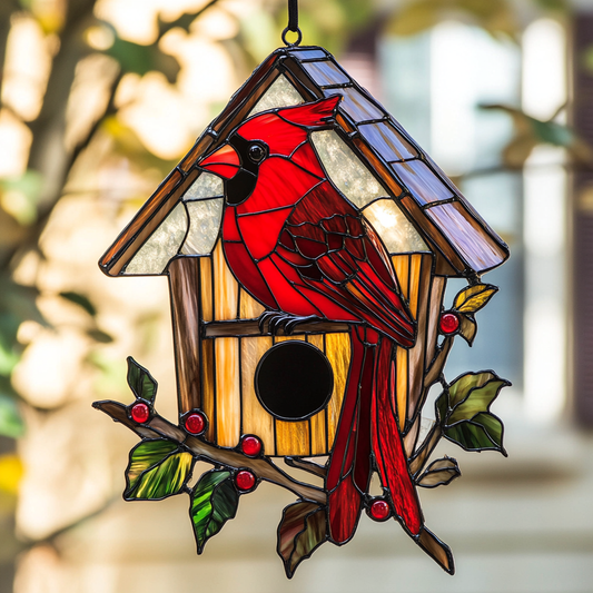 Crimson Winter Song - Window Hanging Suncatcher NCU0PD157