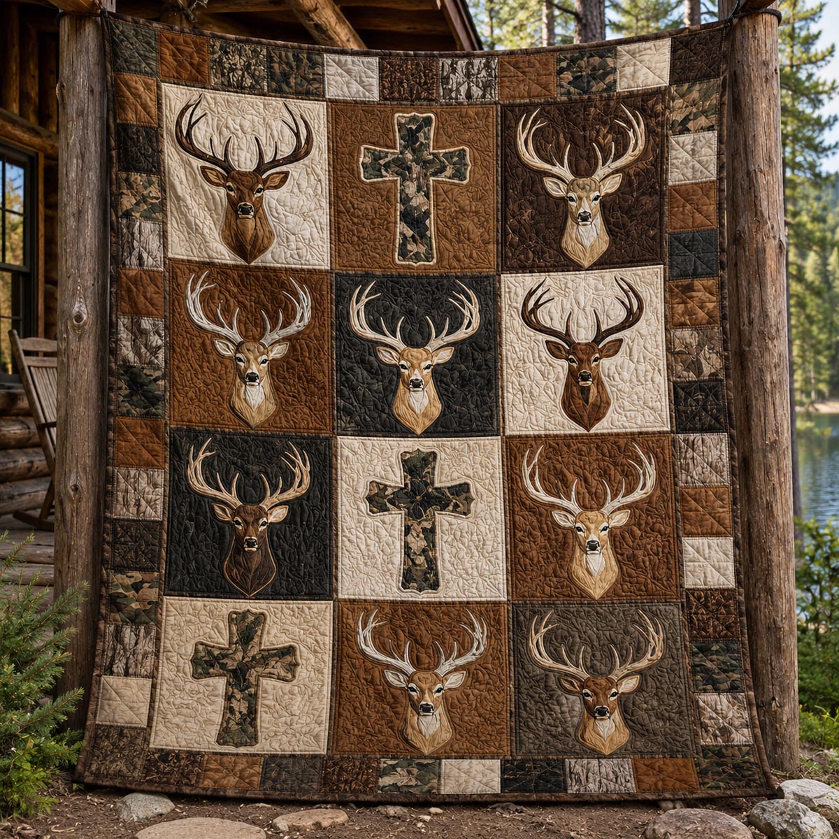Cross And Antlers Quilted Blanket SN0DV029
