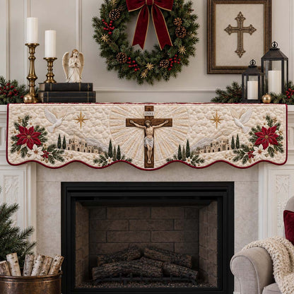 Crucifix Advent Quilted Mantel Scarf SN0HH0728
