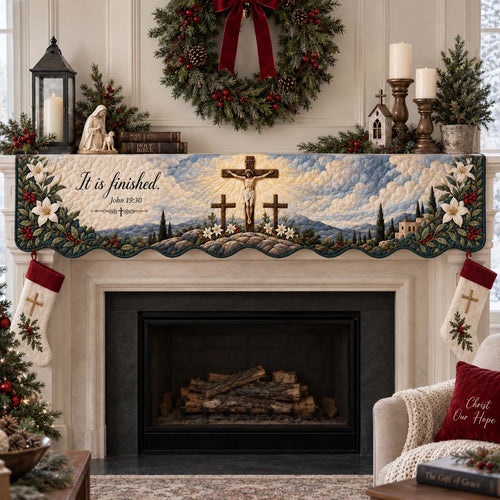 Crucifix Calvary Quilted Mantel Scarf SN0HH0729