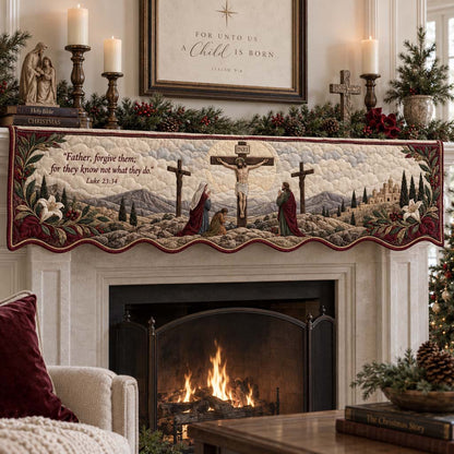 Crucifix Forgive Quilted Mantel Scarf SN0HH0731