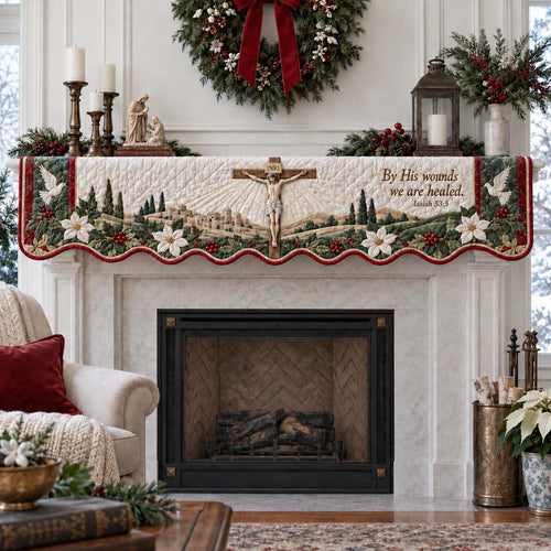 Crucifix Grace Quilted Mantel Scarf SN0HH0732