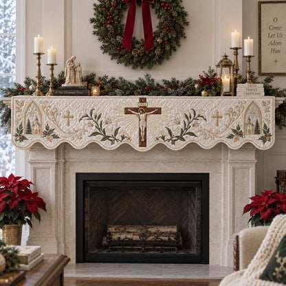 Crucifix Lily Quilted Mantel Scarf SN0HH0734