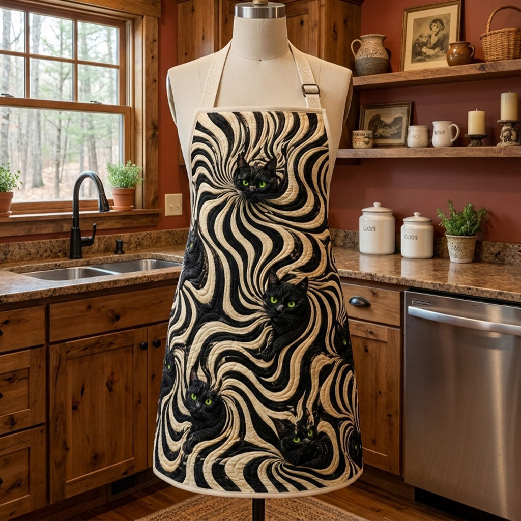 Curious Black Cat Quilted Apron SN0PT169