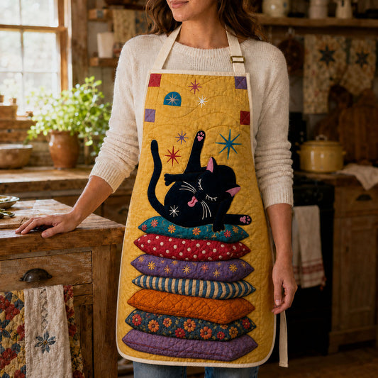 Curious Cottage Cat Quilted Apron SN0PT171