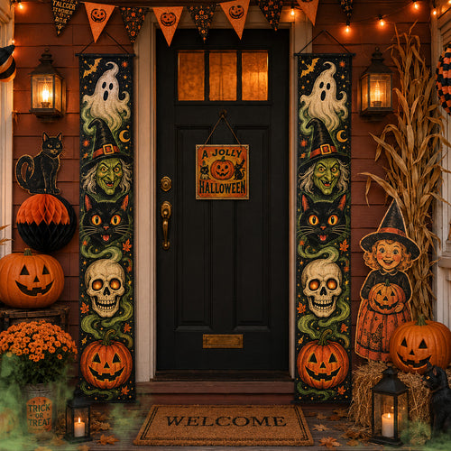 Curious Midnight Cat Welcome Door Banner SN0PT255